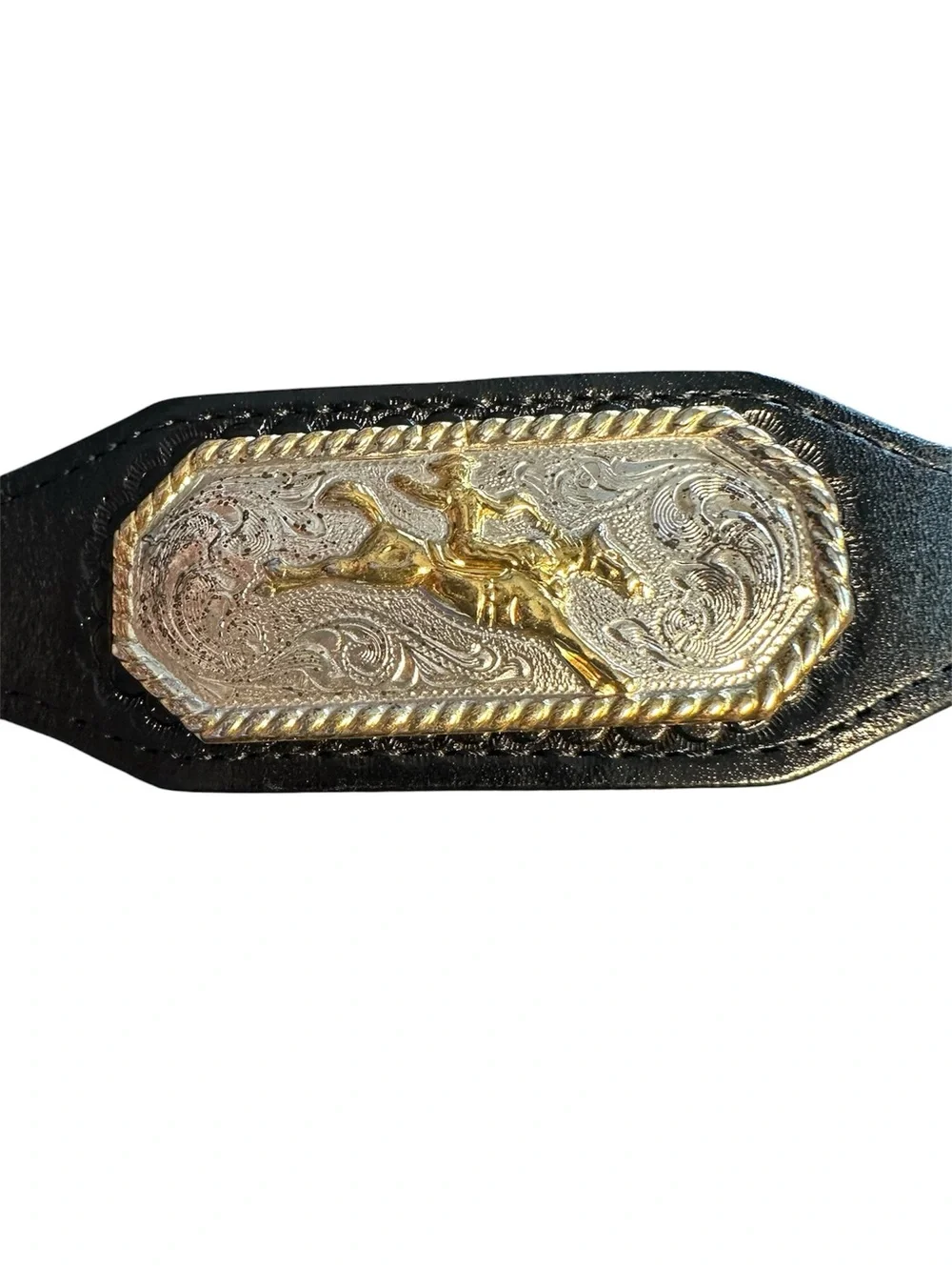 Black Leather Nocona Western Belt with Gold-Tone Rodeo Conchos